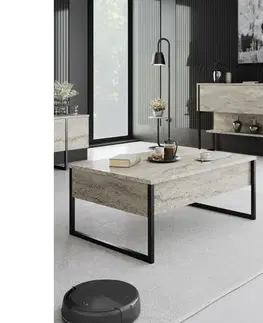Konferenční stolek Luxe Travertine and Black