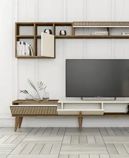 Televizní stěna Milen Walnut and Cream