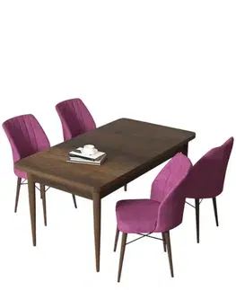 Dining Table & Chairs Set (5 Pieces) Arp - Baroque, Purple