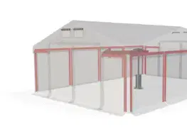 Skladový stan 5x10x2,5m střecha PVC 560g/m2 boky PVC 500g/m2 konstrukce ZIMA PLUS Šedá Zelená Šedá