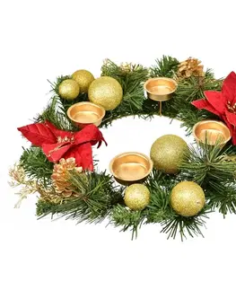 Adventní věnec zdobený Poinsetie, 33 cm