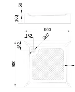 INVENA Sprchová vanička čtverec 90 x 90, 16, bez sifonuAK-80-K93-P