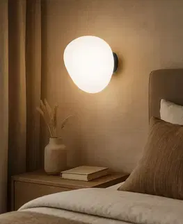 Nástěnná lampa STONES inspirovaná kamenem - bílé stínidlo 20 cm v japonském stylu - stylová nástěnná lampa do ložnice E27