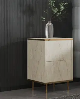 Noční stolek Imaj - Travertine, Gold - POSLEDNÍ 2 KUSY