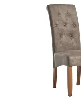 Estila Designová klasická jídelní židle Valentino s prošívanou zahnutou opěrkou v hnědošedém odstínu taupe 110 cm