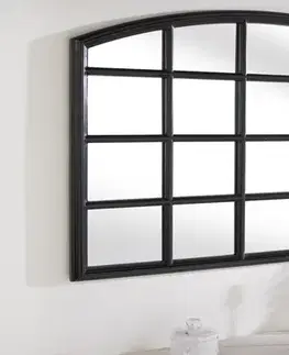 Estila Industriální nástěnné zrcadlo Castillo s černým rámem s designem obloukového okna 120 cm