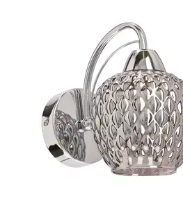 TOBIAS chromová nástěnná lampa 1x40W E27 kouřové stínidlo