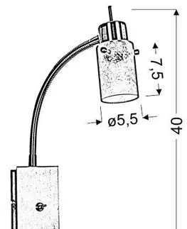 Nástěnná lampa, svítidlo, lampa na rameno, 1x40W, G9, matný nikl, FROZEN
