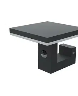 Panlux Venkovní nástěnné LED svítidlo s PIR senzorem Bari NS antracit, IP54, 10 W