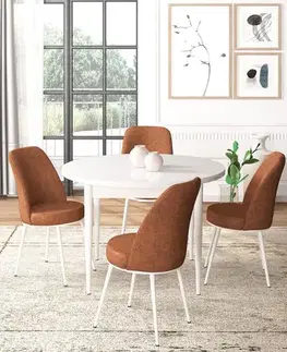 Dining Table & Chairs Set (5 Pieces) Tor - White, Tile Red
