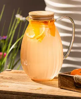 4Home Skleněný džbán Hot&Cool Juicy s bambusovým víčkem, 1,5 l