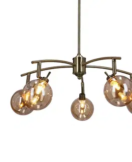 Závěsná lampa Lentini patina 5x40W g9 jantarové stínidlo