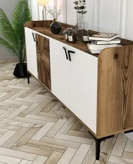 Skříňka Venedik Walnut and White