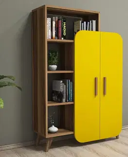 Knihovna Form - Walnut, Yellow