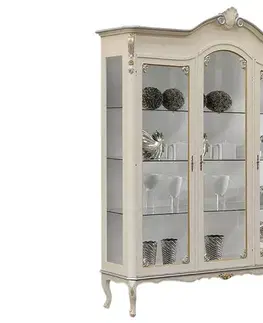 Estila Barokní luxusní vitrína Clasica z masivního dřeva se skleněnými dvířky as vyřezávanými nožičkami 210cm