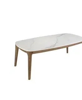 Estila Luxusní moderní obdélníkový konferenční stolek Vita Naturale s bílou vrchní deskou s designem kalkatského mramoru 119 cm