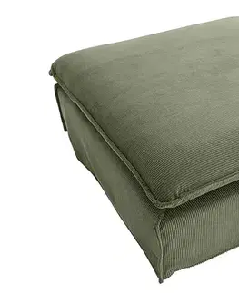 Estila Moderní designová čtvercová taburetka Heaven s odnímatelným zeleným manšestrovým potahem 100 cm