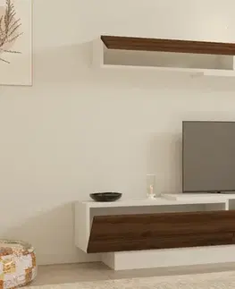 TV stěna / Sestava pod TV Elda - White, Walnut
