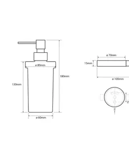 SAPHO X-ROUND WHITE dávkovač mýdla 230ml, mléčné sklo, bílá mat XR101W