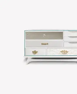 Estila Luxusní moderní art-deco noční stolek Mondrian Blanc z bílého lakovaného masivního dřeva a čirého skla 85 cm