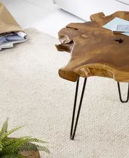 Estila Designový moderní odkládací stolek z kmene stromu Wild 55cm