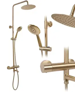 REA Sprchový set s termostatickou baterií 150mm s výtokem Lungo zlatá kartáčovaná REA-P6604