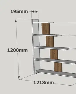Knihovna Reward - White, Walnut