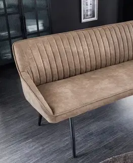 Estila Moderní designová lavice Vittel s béžovým prošívaným potahem z mikrovlákna 160cm