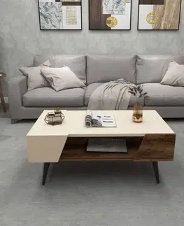 Konferenční stolek Aren - Beige, Light Walnut