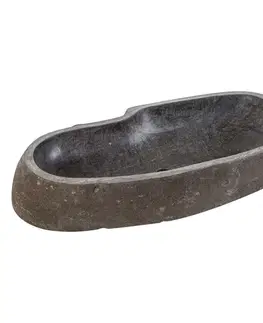Estila Luxusní moderní šedé atypické umyvadlo Liesy z přírodního kamene s výraznou přírodní strukturou 95 cm