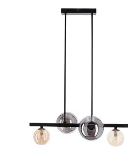Závěsná lampa Kama 4x28W G9 černo-zlatá, grafitové a jantarové stínidlo, moderní styl, elegantní stropní svítidlo