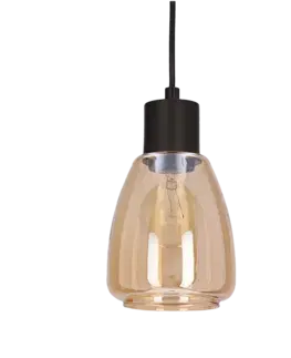 Závěsná lampa MOLDO černá 1x40W E27 jantarové stínidlo
