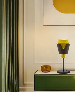 Stolní lampa šedožlutá s vypínačem Falun LEDEA