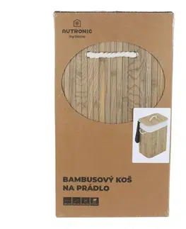 Bambusový prádelní koš s víkem ZEN, hnědá