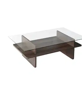 Konferenční stolek Saga Rectangle - Walnut, Transparent