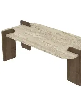 Konferenční stolek Asha Grand - Travertine, Walnut, 