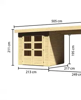 Dřevěný zahradní domek ASKOLA 2 s přístavkem 280 Lanitplast