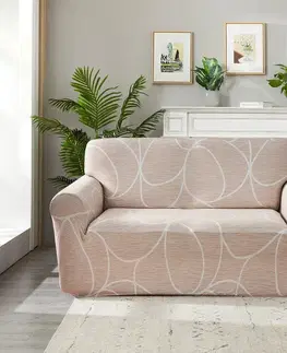 4Home Napínací potah na dvojkřeslo Abstract béžová, 145-185 cm + povlak na polštářek zdarma, 145-185 cm