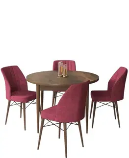 Dining Table & Chairs Set (5 Pieces) Rox - Baroque, Burgundy