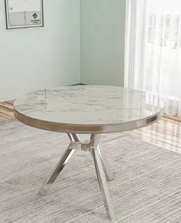 Jídelní stůl Mos - White Marble, Chrome