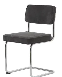 Estila Jídelní židle Bente, tmavě šedý manšestr, chrom