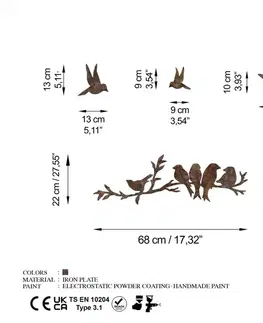 Dekorativní kovový doplněk na zeď Rusty Birds 2