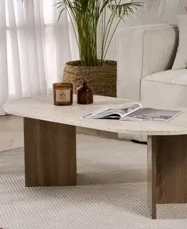 Konferenční stolek Sable - Travertine, Venezia Walnut