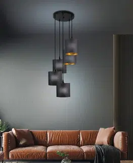 Závěsná lampa černá, 5xE14, dlouhá