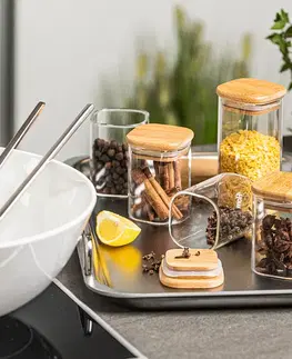 4Home Skleněná dóza na potraviny s víkem Bamboo, 300 ml, 300 ml