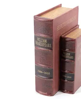 Estila Designové kožené knihy Shakespeare v červeném obalu s vintage povrchovým provedením 27cm