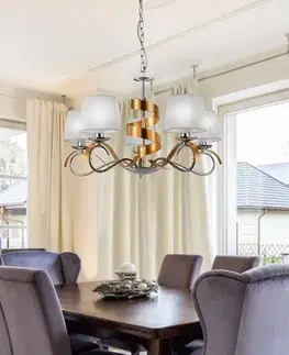 Závěsná lampa chrom/zlatý 5xE14 lustr Denis