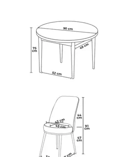 Dining Table & Chairs Set (5 Pieces) Tor - Baroque, Dusty Rose