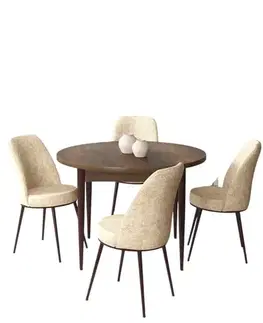 Dining Table & Chairs Set (5 Pieces) Tor - Baroque, Cream