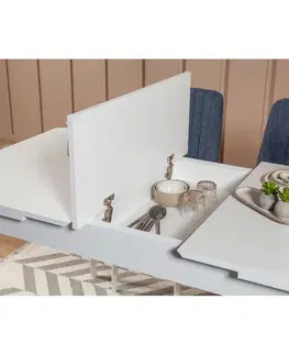 Jídelní set s rozkládacím stolem a židlemi (4 kusy) Vina 1048 - Dark Blue, White